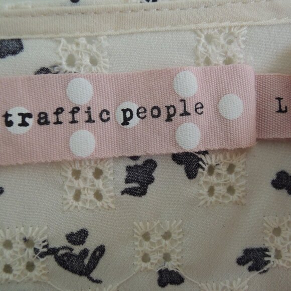 Traffic People White & Black Embroidered Mollie Blouse L - Picture 8 of 8